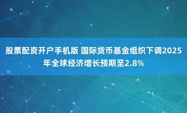 股票配资开户手机版 国际货币基金组织下调2025年全球经济增长预期至2.8%